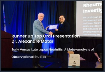 Dr. Alexandre Matar receiving Runner Up Top Oral Presentation award