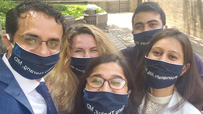 Group photo of psychiatry residents with blue masks