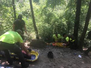 National Park Service Training Day, picture of trainees working to get to victim