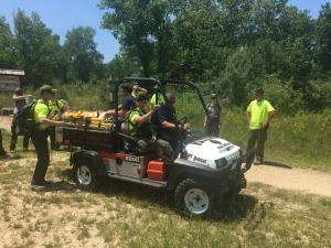 National Park Service Training Day, picture of victim on stretcher in UTV