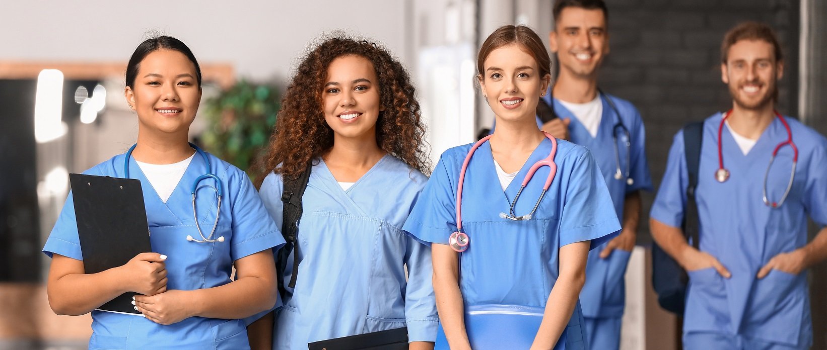 Medical students in a line