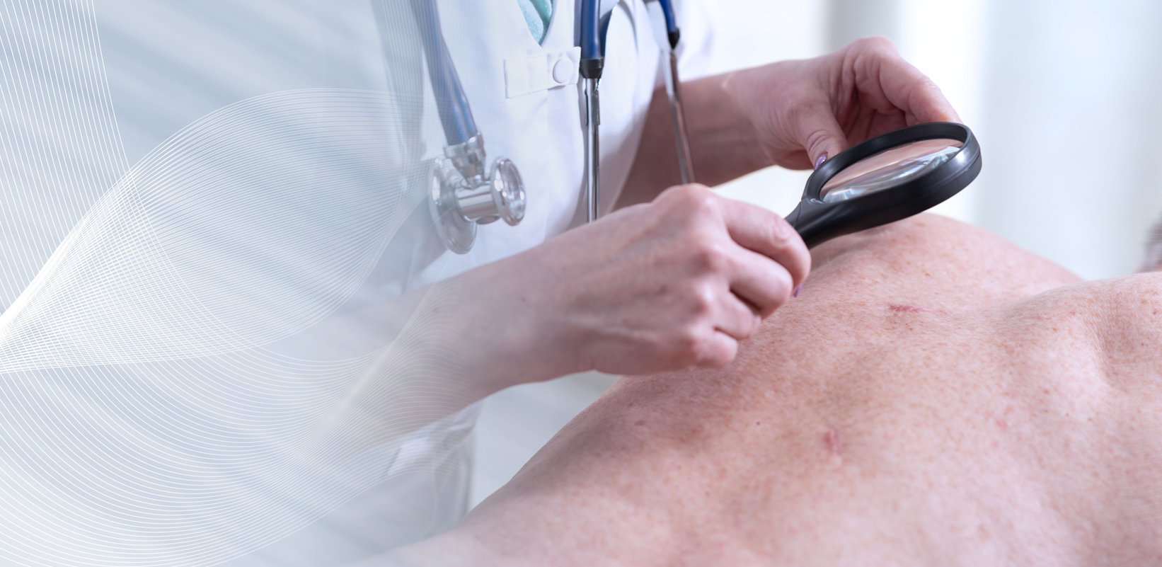 Doctor examining patient skin