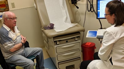 Provider talking to patient